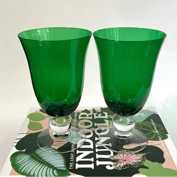 2 Lenox Holiday Gems Emerald Green All Purpose Wine Glass 8879547 Goblet Gift - Picture 1 of 13